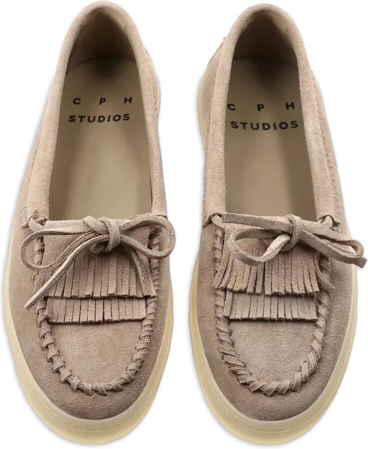 Copenhagen Suède loafers met stiksel Beige - Foto 2