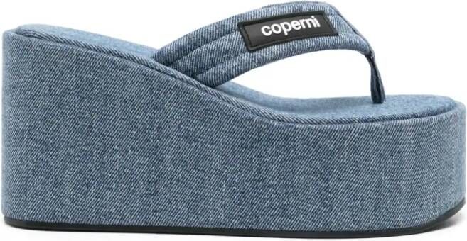Coperni 100 mm denim sandalen Blauw