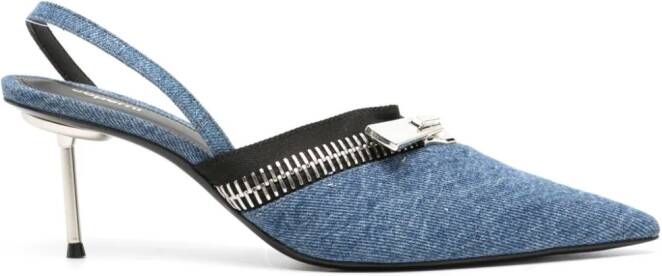 Coperni 75mm denim slingback pumps Blauw