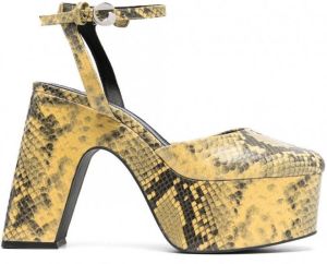 Coperni Bridge pumps met slangenleer-effect Geel