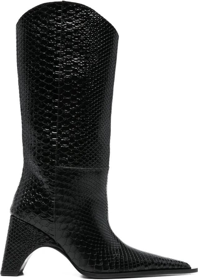 Coperni Laarzen met Western-stijl en python-reliëf Zwart
