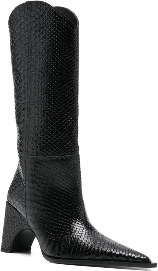 Coperni Laarzen met Western-stijl en python-reliëf Zwart - Foto 2
