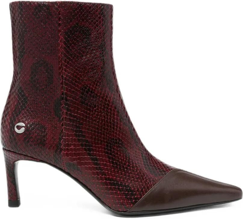 Coperni snake-effect leather boots Rood