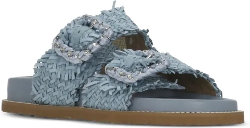 CORAL BLUE Geweven sandalen verfraaid met stras Blauw - Foto 5