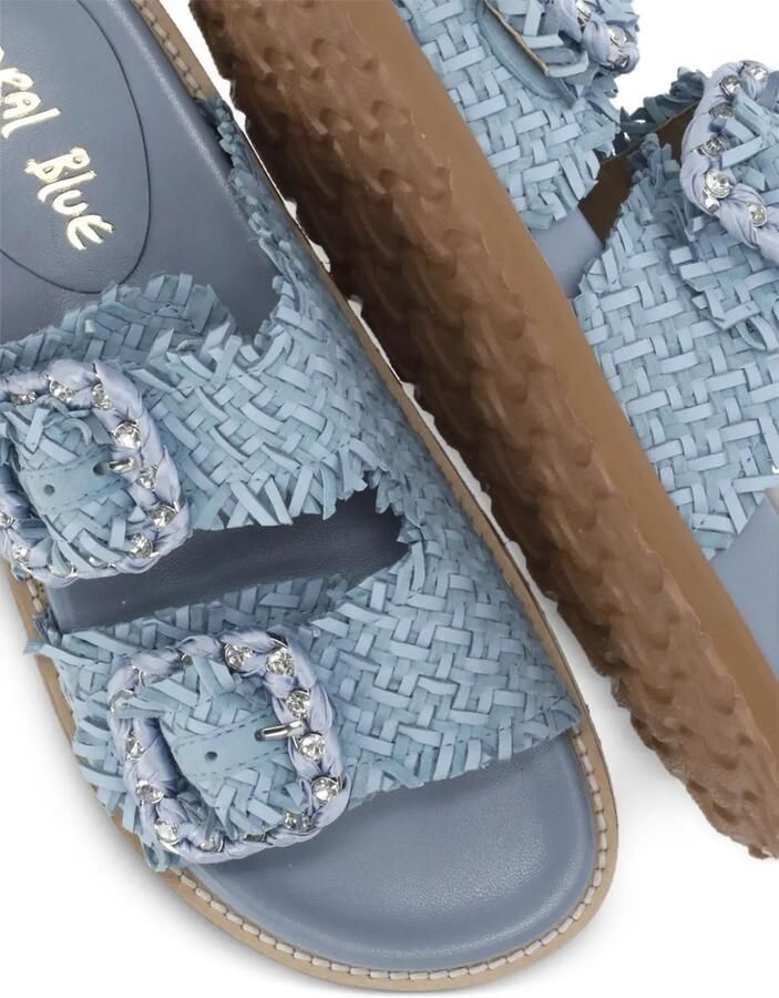 CORAL BLUE Geweven sandalen verfraaid met stras Blauw - Foto 2