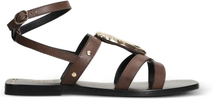 CORAL BLUE Sandalen met gespsluiting en verfraaiing Bruin