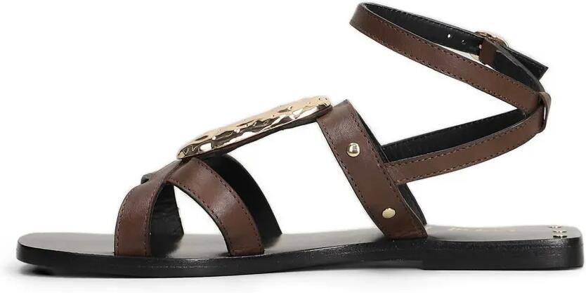 CORAL BLUE Sandalen met gespsluiting en verfraaiing Bruin - Foto 5
