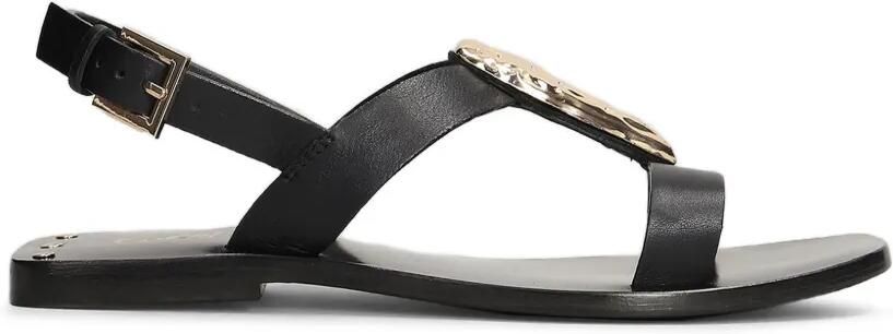 CORAL BLUE Slingback sandalen met gehamerd plakkaat Zwart