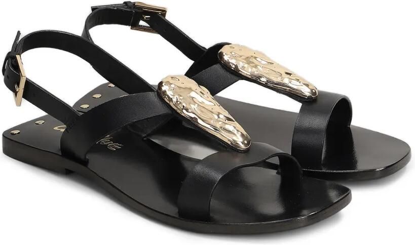 CORAL BLUE Slingback sandalen met gehamerd plakkaat Zwart - Foto 3