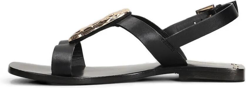 CORAL BLUE Slingback sandalen met gehamerd plakkaat Zwart - Foto 5