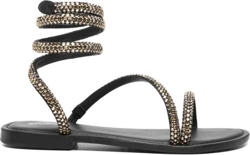 CORAL BLUE Wikkel sandalen verfraaid met kristallen Zwart - Foto 1