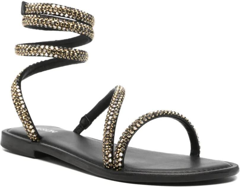 CORAL BLUE Wikkel sandalen verfraaid met kristallen Zwart - Foto 2