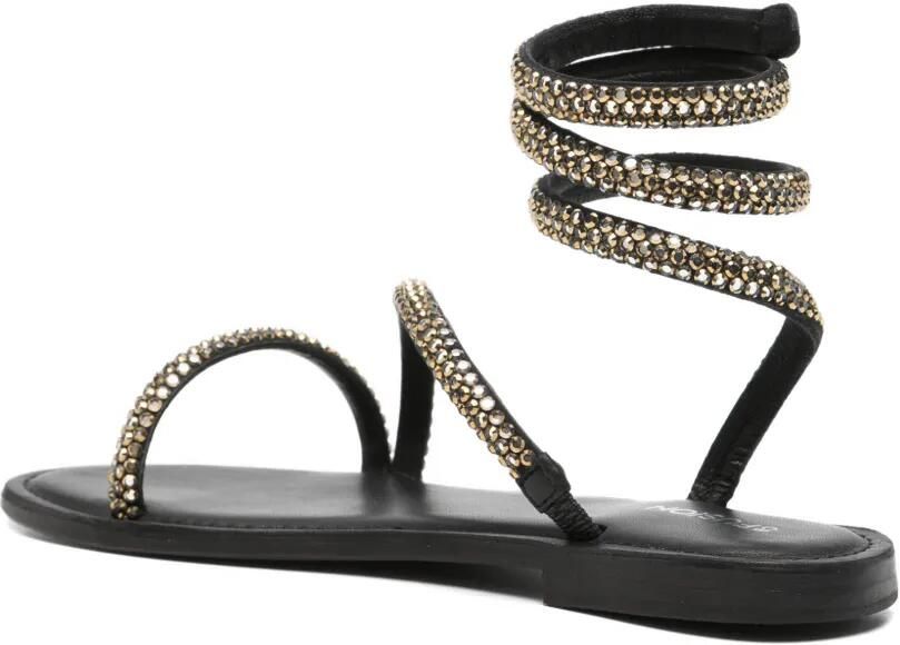CORAL BLUE Wikkel sandalen verfraaid met kristallen Zwart - Foto 3