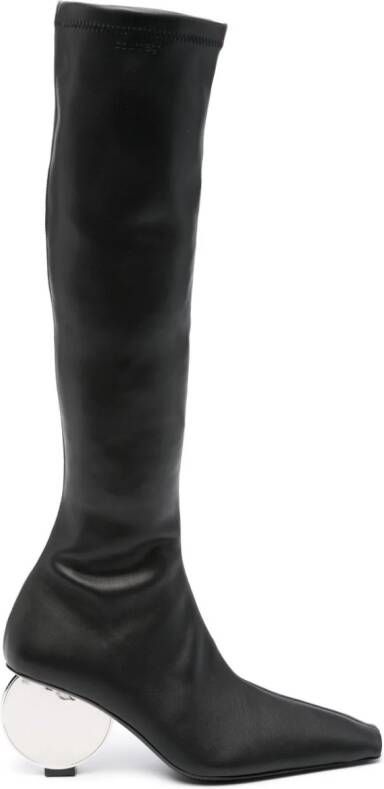 Courrèges Circle 90mm leren knielaarzen van imitatieleer Zwart