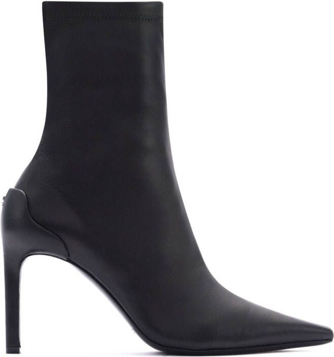 Courrèges Leren stiletto laarzen Zwart