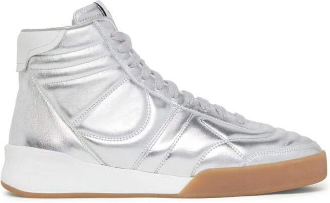 Courrèges Mid Club 02 leren sneakers Zilver