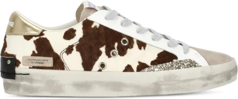 Crime London animal-print glitter-detail sneakers Wit - Foto 4