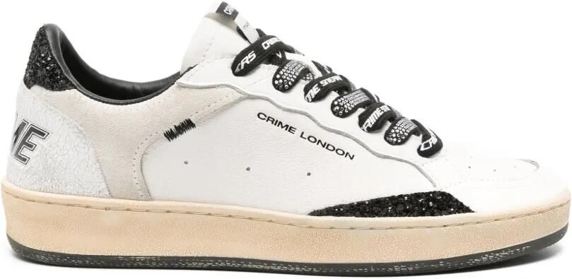 Crime London Chelsea leren sneakers met glitter-detail Wit