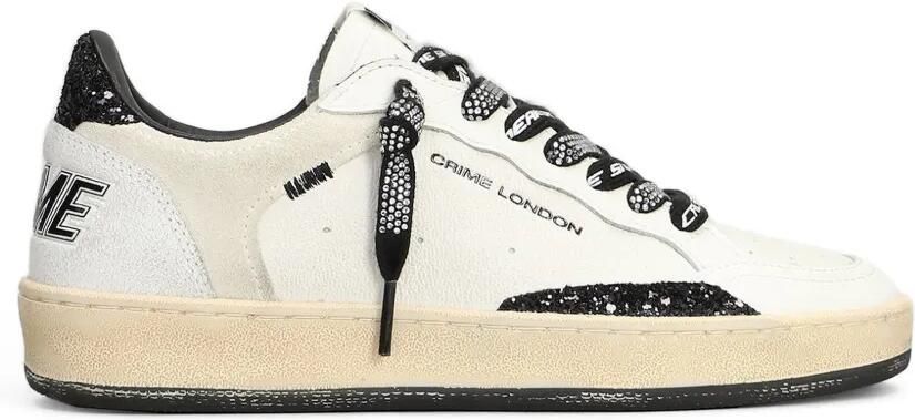 Crime London Chelsea sneakers verfraaid met glitters en logo-print Wit