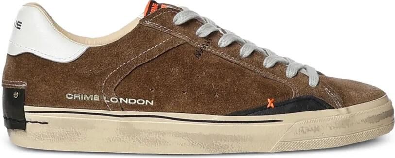 Crime London Deconstructed leren sneakers met gerafeld effect Bruin