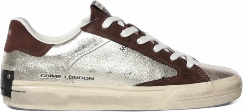 Crime London Deconstructed metallic-effect panelled sneakers Goud