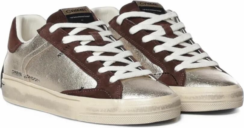 Crime London Deconstructed metallic-effect panelled sneakers Goud - Foto 3