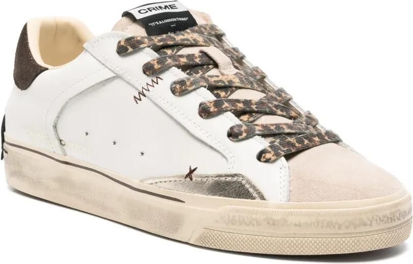 Crime London Deconstructed sneakers met luipaardprint en gerafeld effect Wit - Foto 2