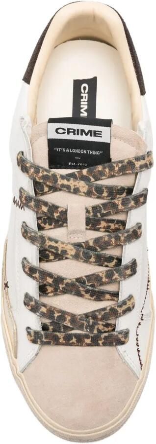 Crime London Deconstructed sneakers met luipaardprint en gerafeld effect Wit - Foto 3