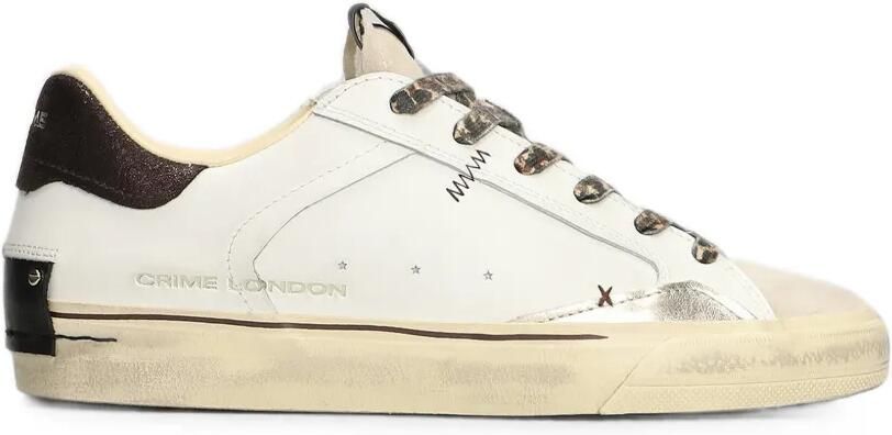 Crime London Deconstructed sneakers met veters met luipaardprint Wit