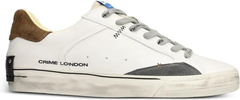 Crime London Deconstructed suede-panelled distressed-finish sneakers Wit