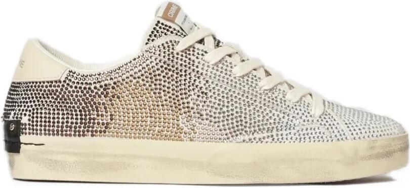 Crime London Distressed crystal-embellished sneakers Zilver