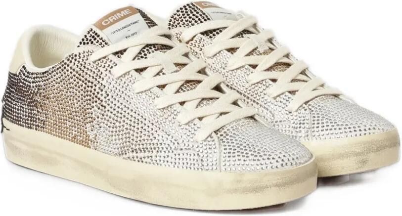 Crime London Distressed crystal-embellished sneakers Zilver - Foto 3