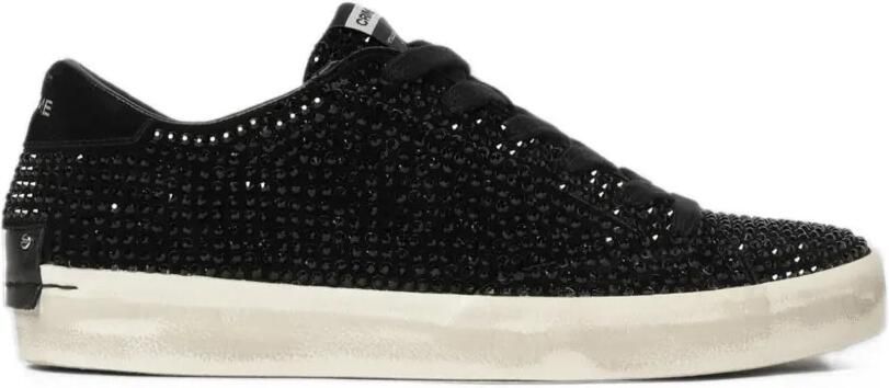 Crime London Distressed crystal-embellished sneakers Zwart