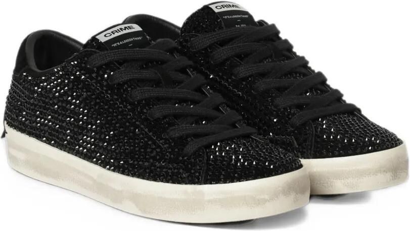 Crime London Distressed crystal-embellished sneakers Zwart - Foto 3