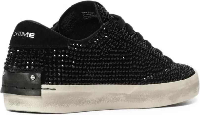 Crime London Distressed crystal-embellished sneakers Zwart - Foto 2
