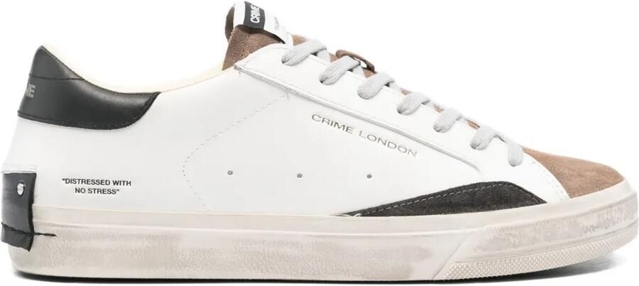 Crime London Distressed Downtown leren suède sneakers Wit
