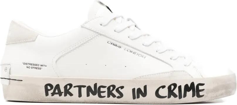 Crime London Distressed leren sneakers Wit