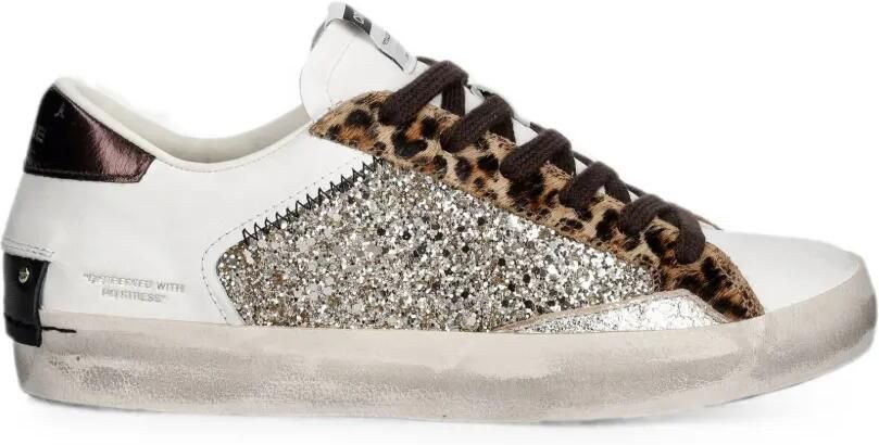 Crime London Distressed sneakers met glitters Wit