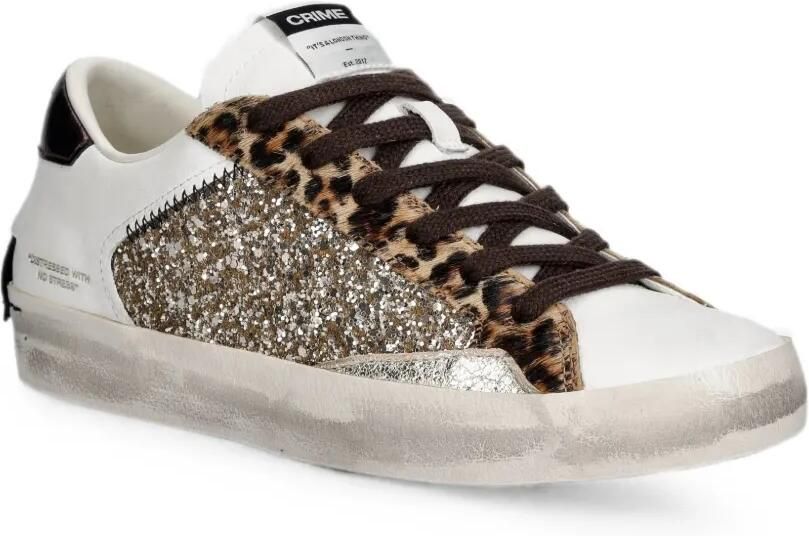 Crime London Distressed sneakers met glitters Wit - Foto 2