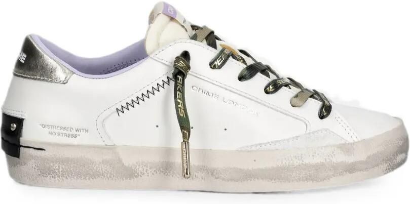 Crime London Distressed sneakers met logo-print Wit
