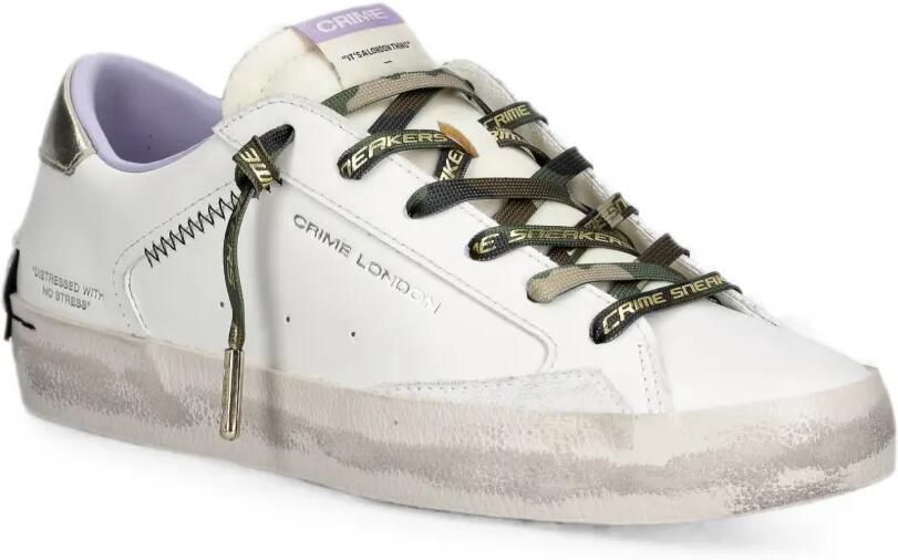 Crime London Distressed sneakers met logo-print Wit - Foto 2