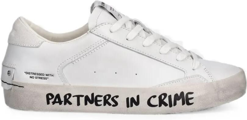 Crime London Distressed sneakers met tekst-print Wit