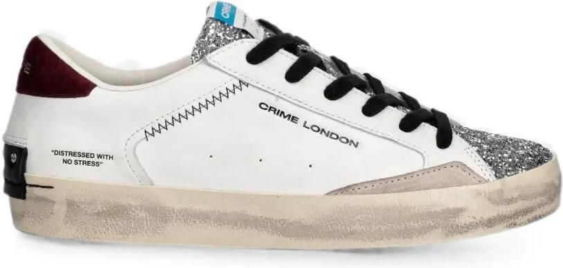 Crime London Distressed sneakers verfraaid met glitters Wit