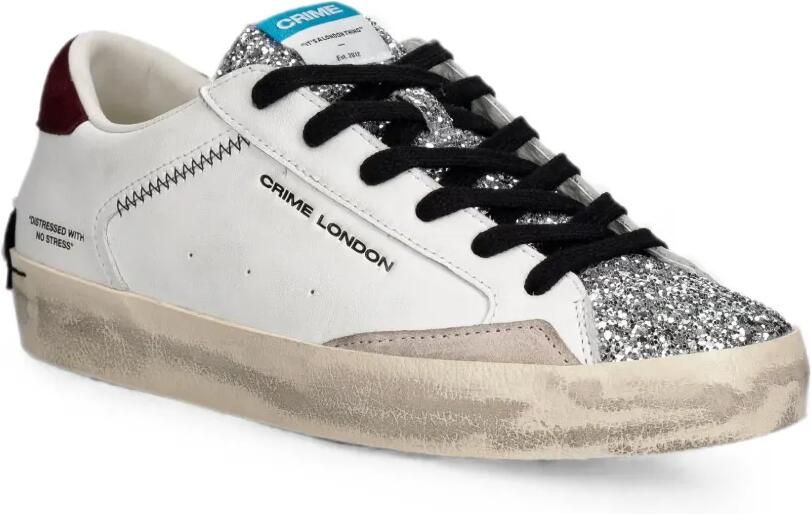 Crime London Distressed sneakers verfraaid met glitters Wit - Foto 2