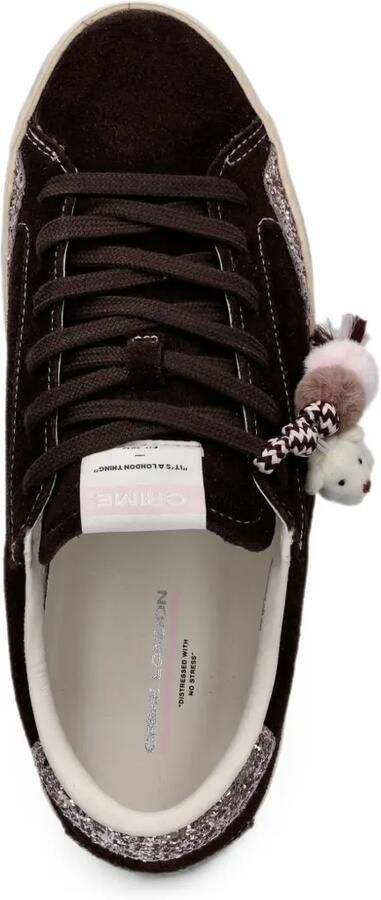 Crime London Distressed suède sneakers verfraaid met glitters Bruin - Foto 4