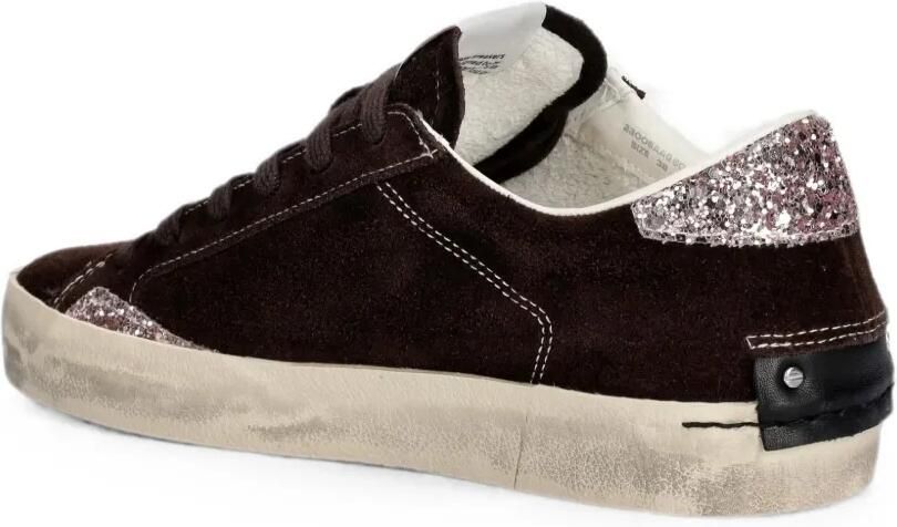 Crime London Distressed suède sneakers verfraaid met glitters Bruin - Foto 3