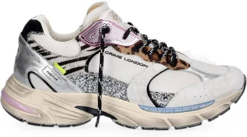 Crime London Fugitive 9094 sneakers met glitters Beige
