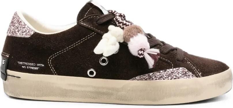 Crime London Gerafelde sneakers met glitters Bruin