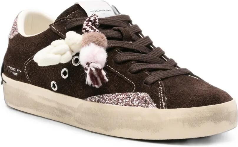 Crime London Gerafelde sneakers met glitters Bruin - Foto 2