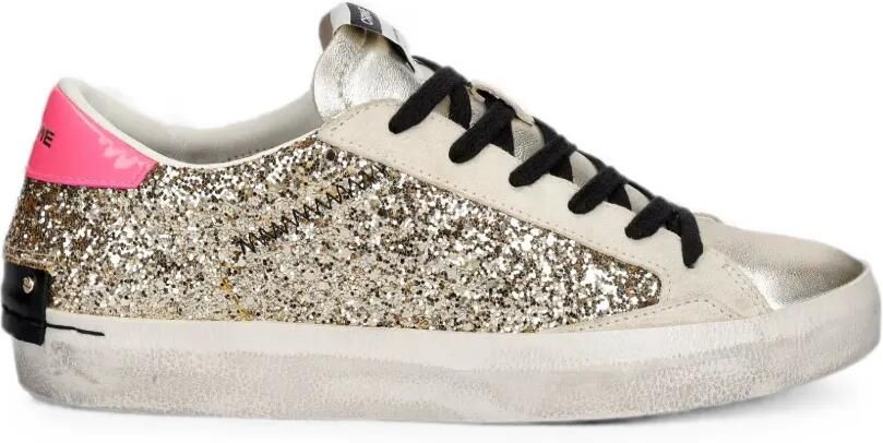 Crime London Gerafelde sneakers met glitters Goud